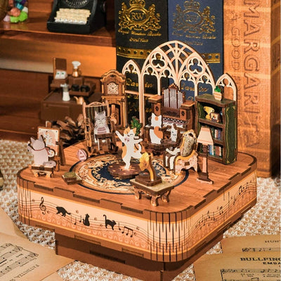 Gathering Of Cats 3D Wooden Puzzle Music Box