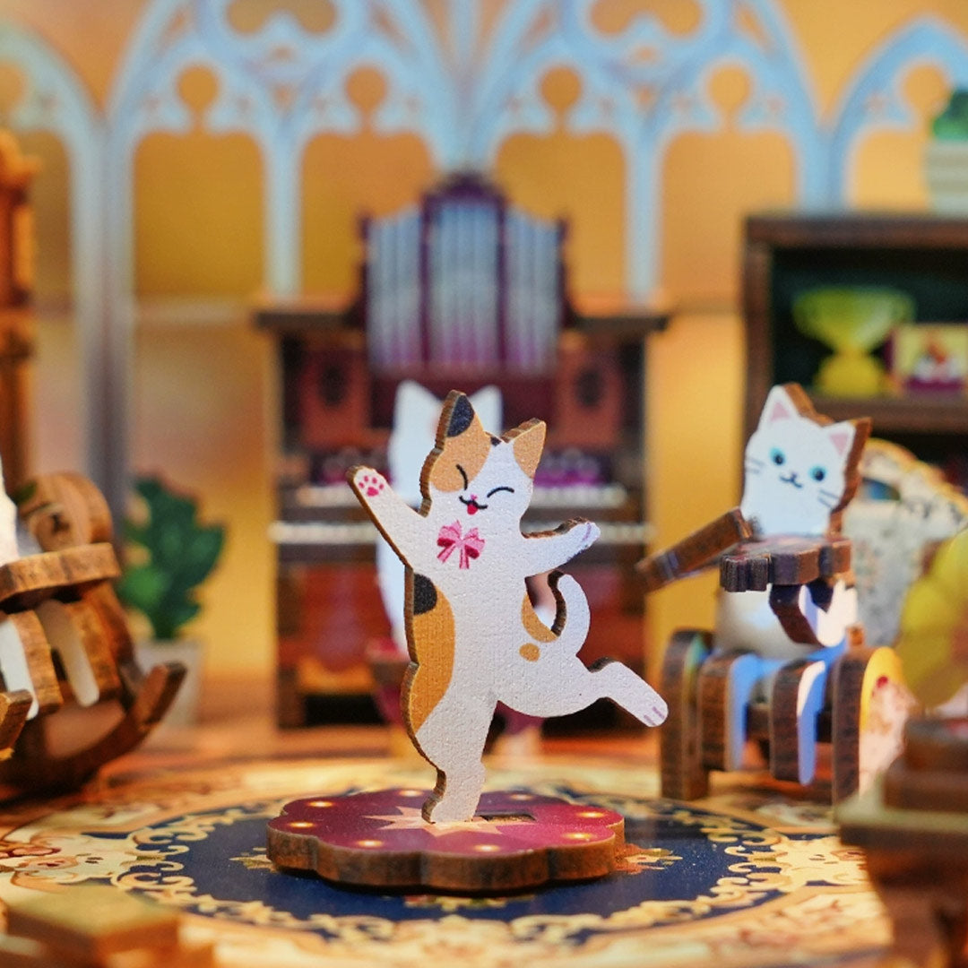Gathering Of Cats 3D Wooden Puzzle Music Box