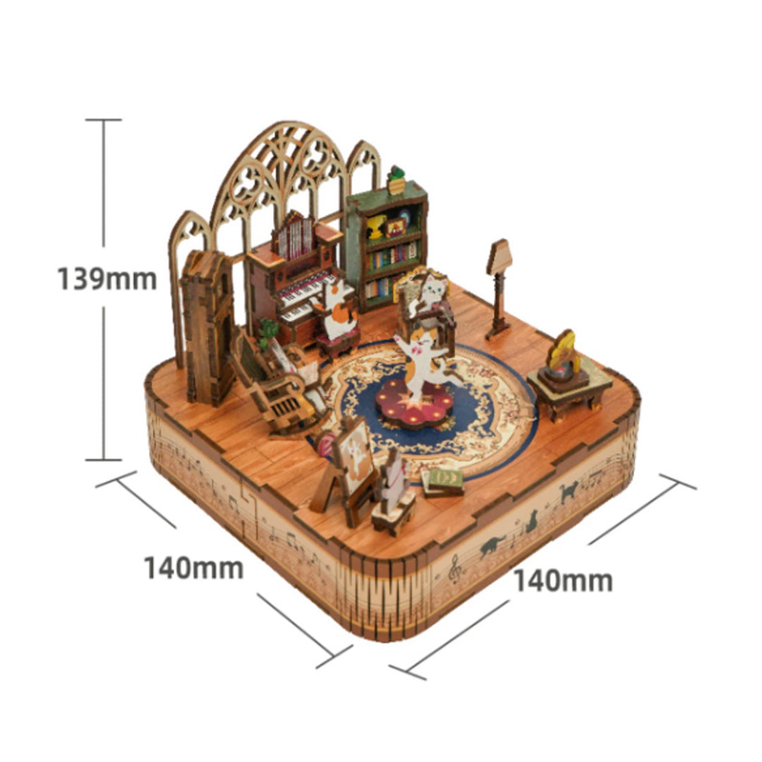 Gathering Of Cats 3D Wooden Puzzle Music Box