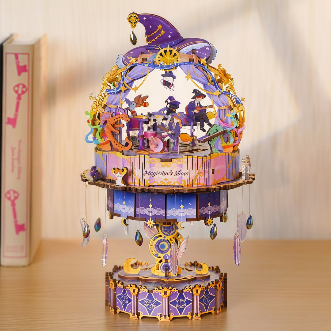 Ugeargeek Wooden Assembly Music Box - The Magician's Show