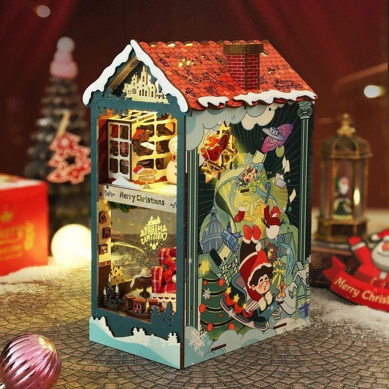 Ugeargeek Christmas Fireplace Snowman Book Nook