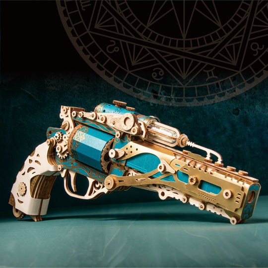 Ugeargeek  Steam Revolver 3D Wooden Puzzle Jewel Blue