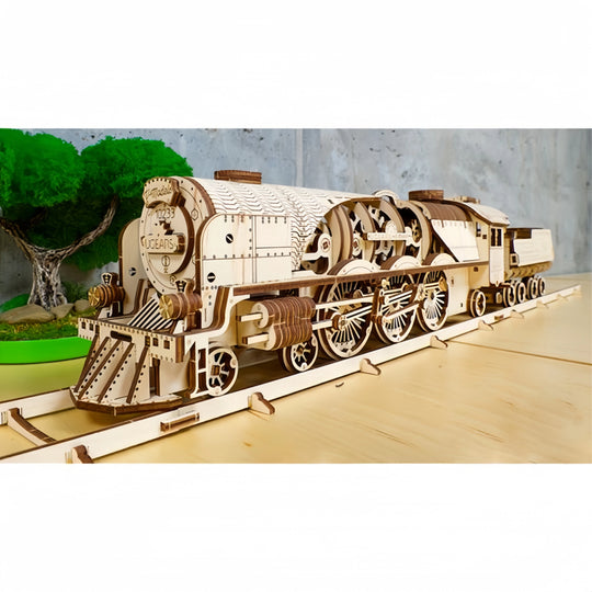 V-Express Steam Train With Tender Mechanical Model Kit Ugears