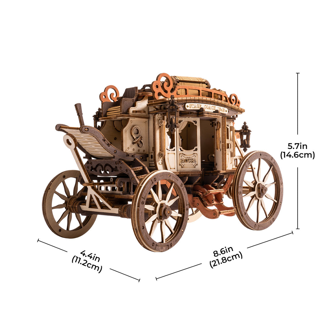 Caja de música mecánica Stagecoach Rompecabezas de madera 3D AMKA1 Rokr 