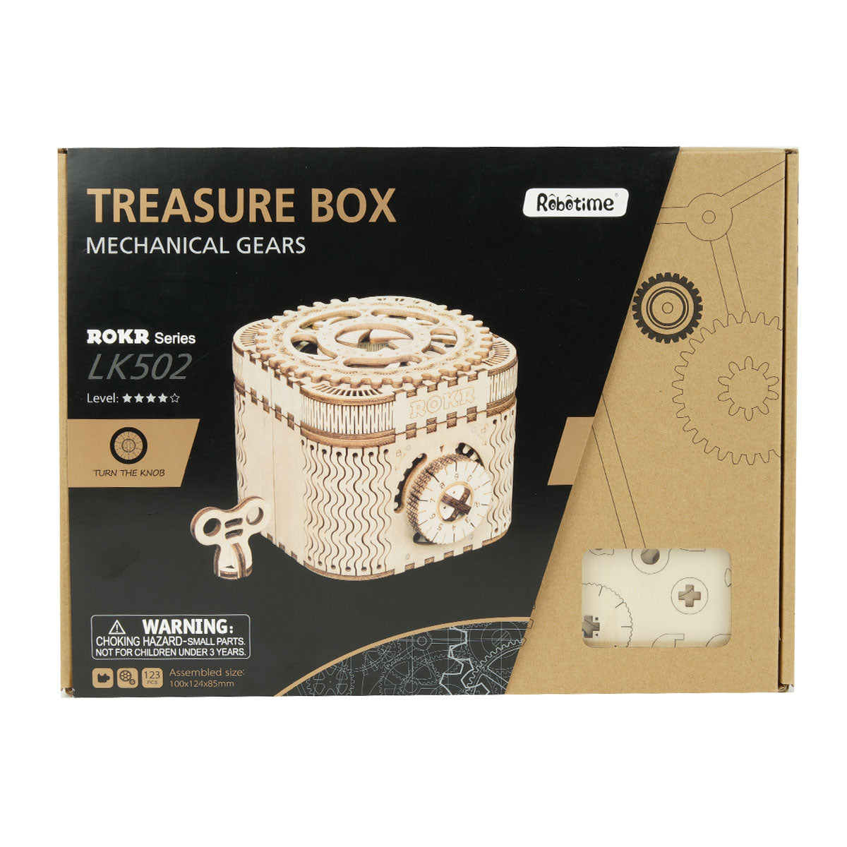 mechanical gears 3d wooden puzzle Treasure Box Mechanical Gears 3D Wooden Puzzle LK502 Rokr
