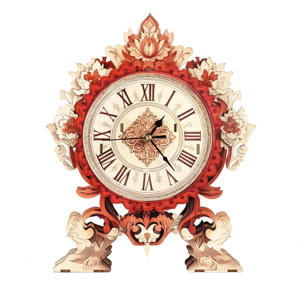Ugeargeek Wooden Puzzle Wall Clock Series - Flame Flower