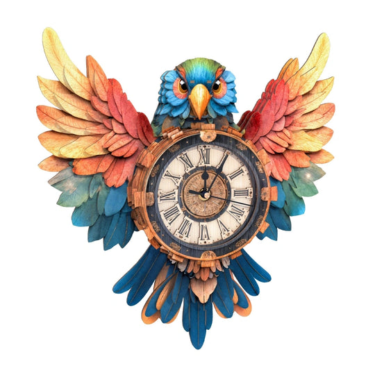 Ugeargeek Wooden Puzzle Wall Clock Series - Parrot