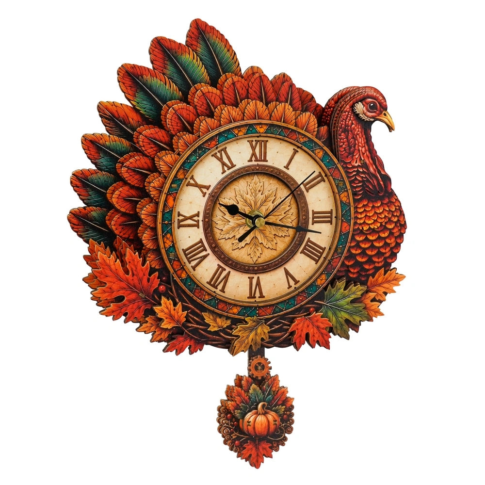 Ugeargeek Wooden Puzzle Wall Clock Series - Thanksgiving Turkey