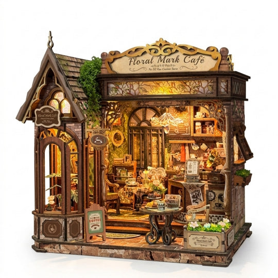 Ugeargeek Floral Mark Café Miniature Wooden Assembly