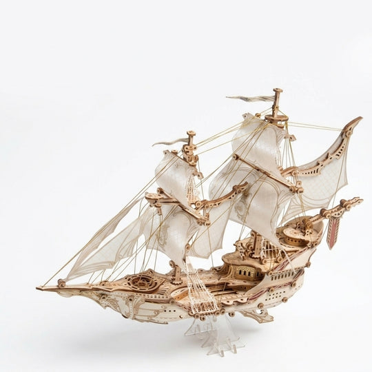Ugeargeek Elf Ship Miniature Wooden Assembly