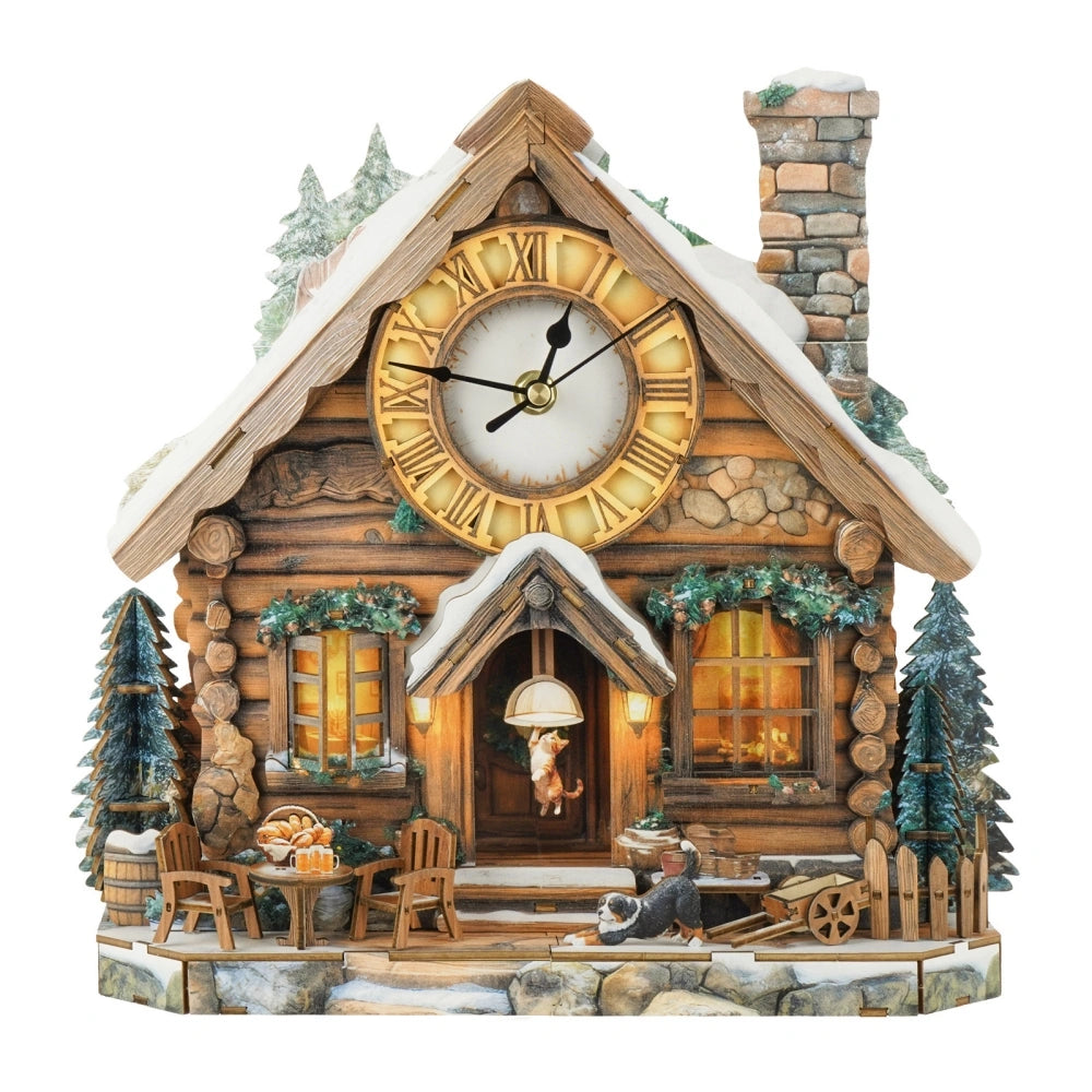 Ugeargeek Wooden Puzzle Wall Clock Series - Swiss Chalet