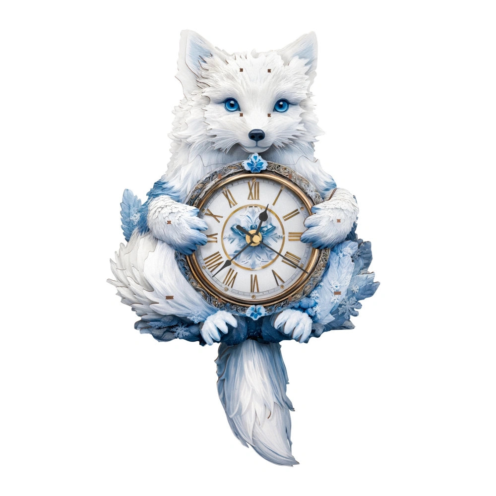 Ugeargeek Wooden Puzzle Wall Clock Series - Arctic Fox