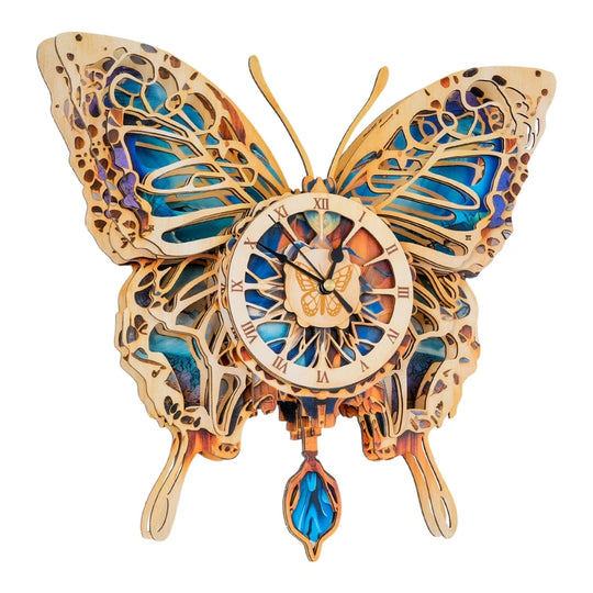 Ugeargeek Wooden Puzzle Wall Clock Series - Butterfly