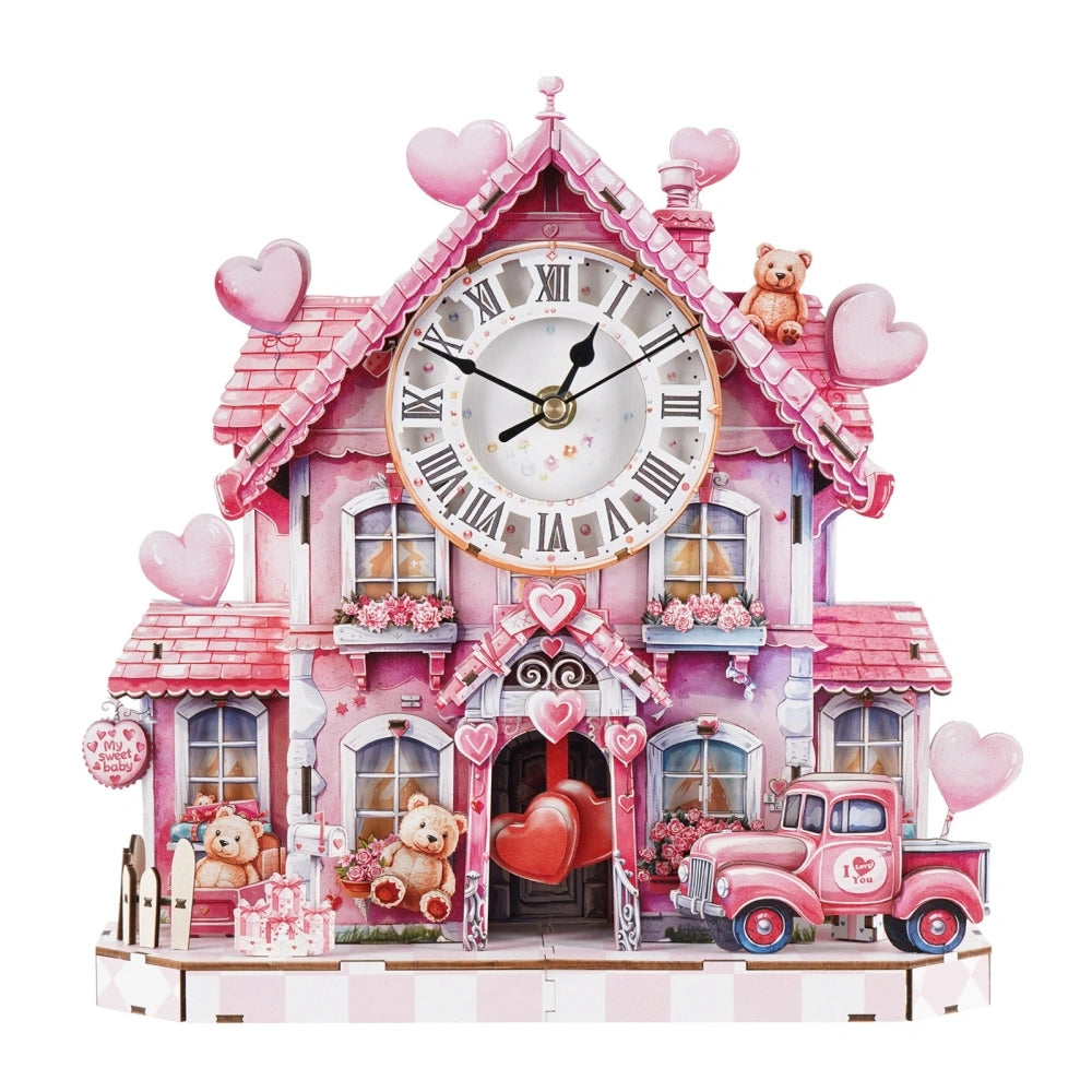 Ugeargeek Wooden Puzzle Wall Clock Series - Romantic Cottage
