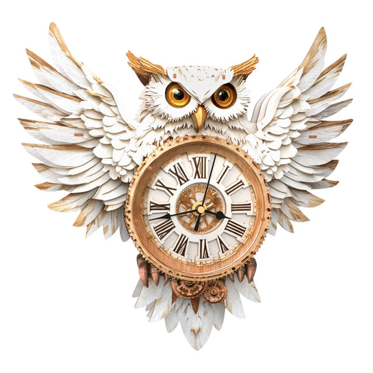 Ugeargeek Wooden Puzzle Wall Clock Series - Snowy Owl