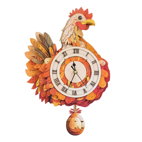 Ugeargeek Wooden Puzzle Wall Clock Series - Hen
