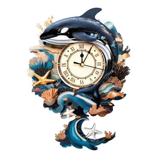 Ugeargeek Wooden Puzzle Wall Clock Series - Orca