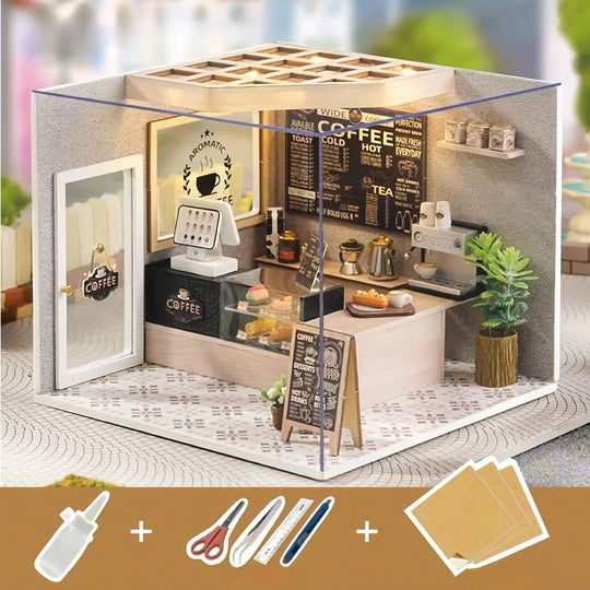 Coffee Shop Miniature Dollhouse Kit