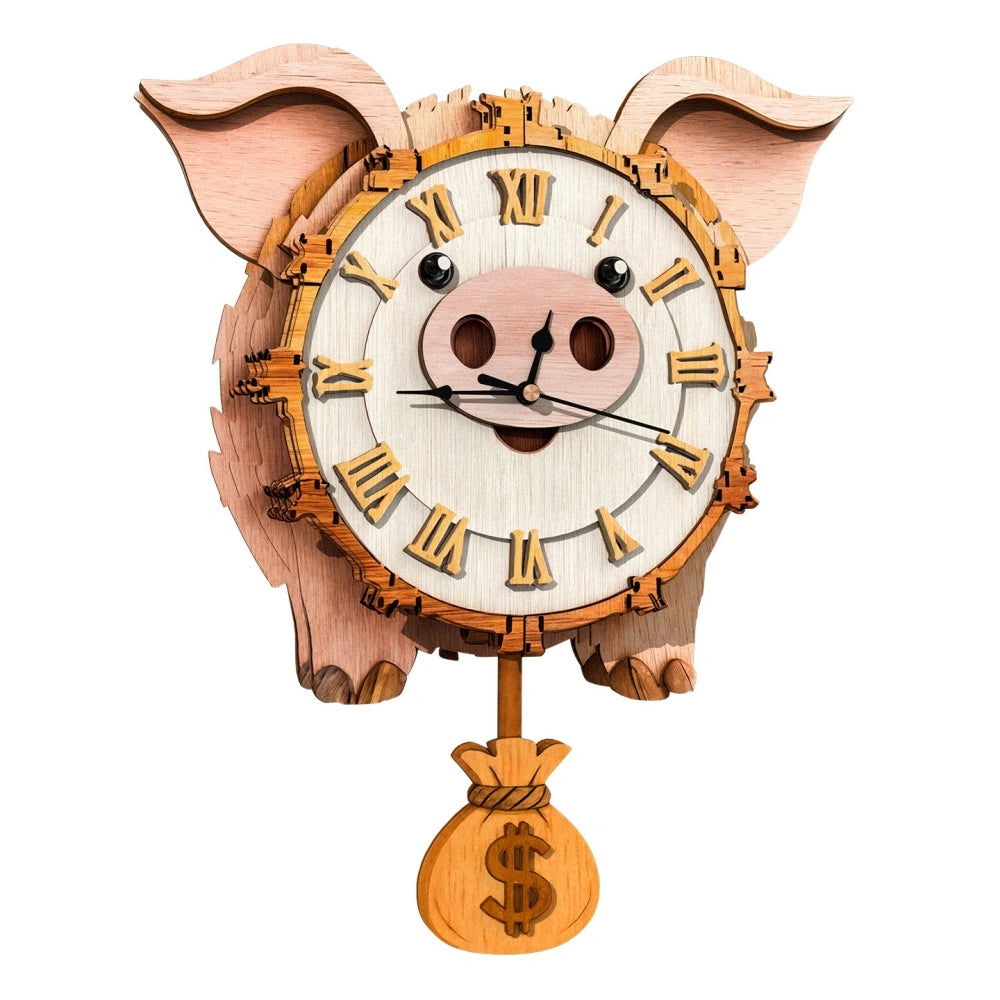 Ugeargeek Wooden Puzzle Wall Clock Series - Lucky Pig