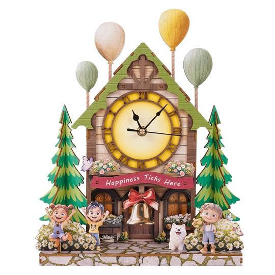 Ugeargeek Wooden Puzzle Wall Clock Series - Balloon Cottage
