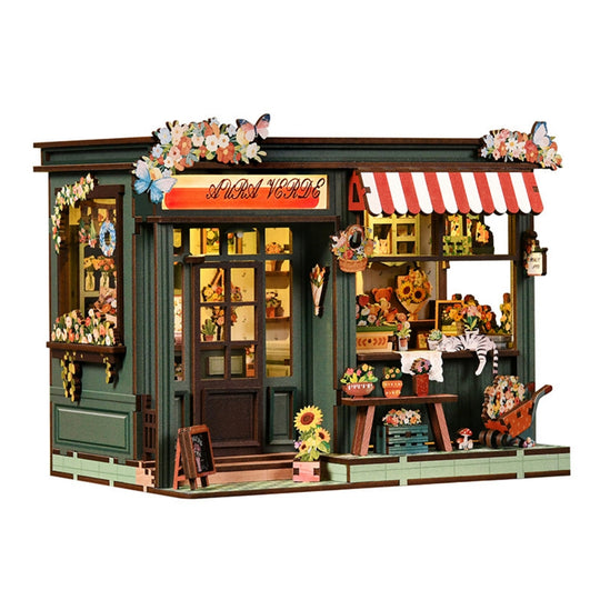 Ugeargeek DIY Miniature Flower Shop Dollhouse Kit