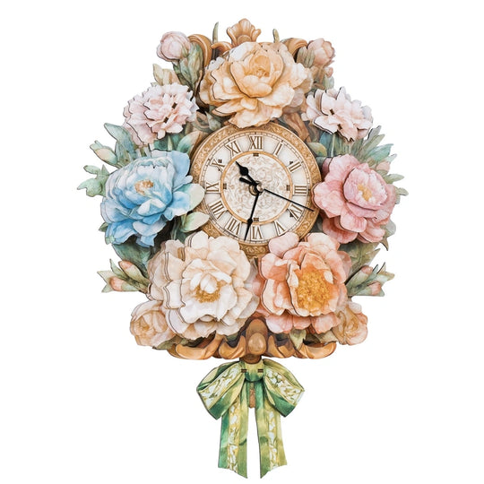 Ugeargeek Wooden Puzzle Wall Clock Series - Bouquet