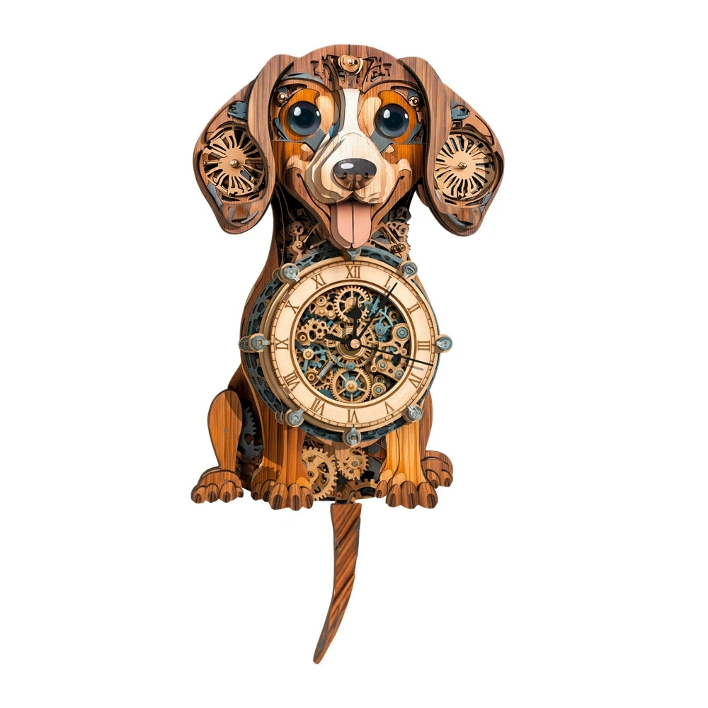 Ugeargeek Wooden Puzzle Wall Clock Series - Dachshund