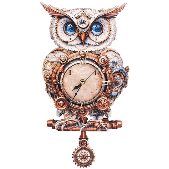 Ugeargeek Wooden Puzzle Wall Clock Series - Mechanical Owl