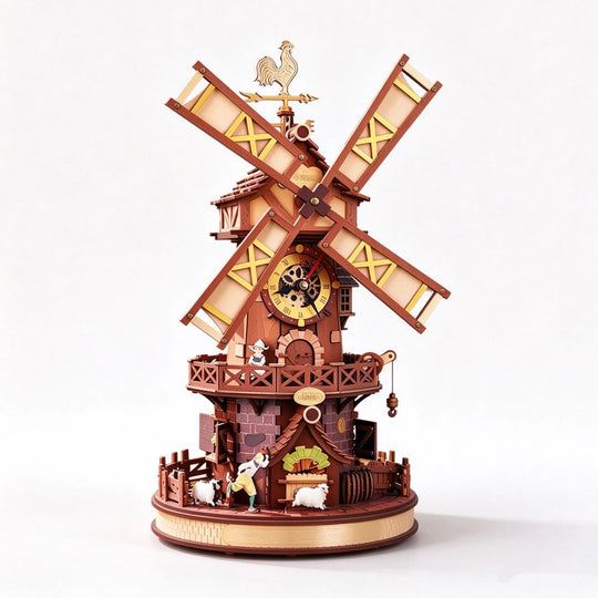Windmill Cottage Clock Mechanical Model