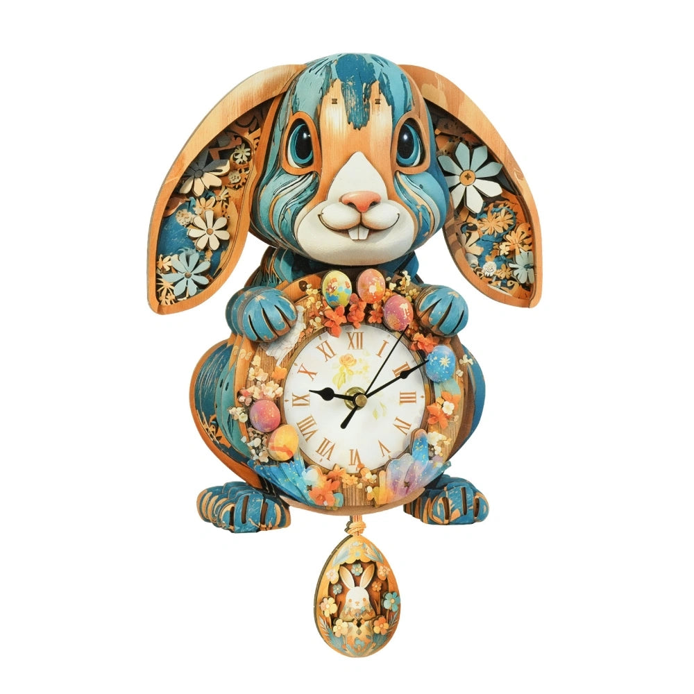 Ugeargeek Wooden Puzzle Wall Clock Series - Easter Bunny