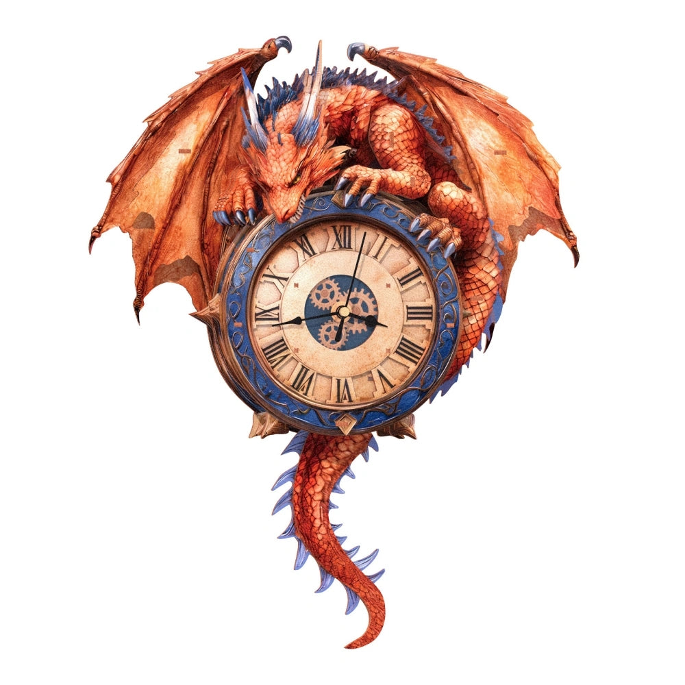 Ugeargeek Wooden Puzzle Wall Clock Series - Fire Dragon