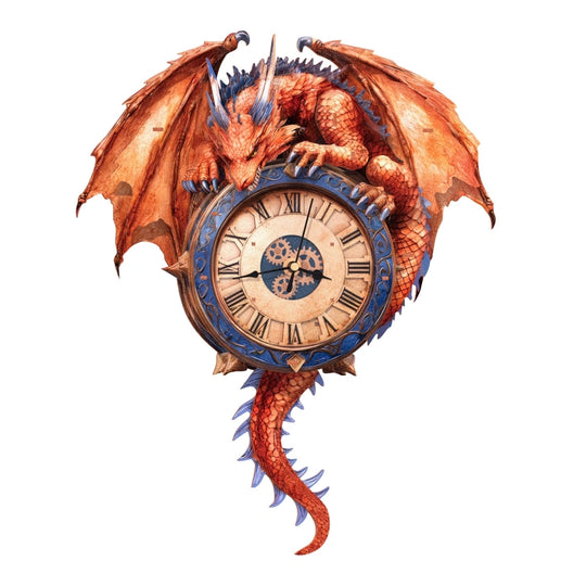 Ugeargeek Wooden Puzzle Wall Clock Series - Fire Dragon
