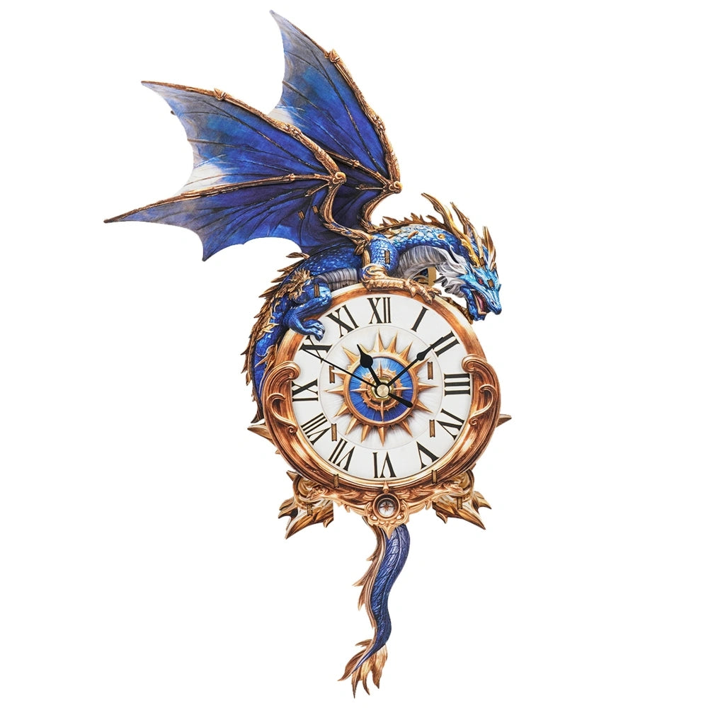 Ugeargeek Wooden Puzzle Wall Clock Series - Blue Dragon