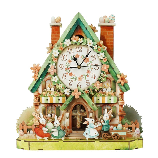 Ugeargeek Wooden Puzzle Wall Clock Series - Easter Cottage