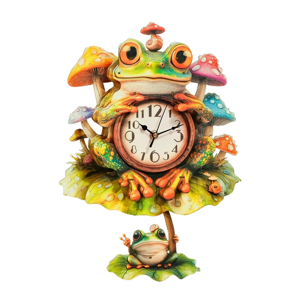 Ugeargeek Wooden Puzzle Wall Clock Series - Mushroom Frog