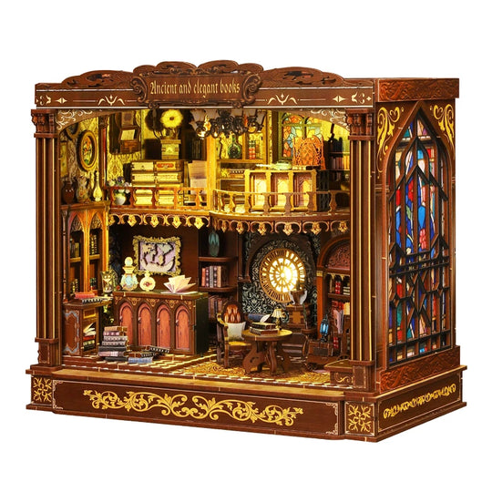 Ugeargeek Vintage Library DIY Wooden Book Nook Kit