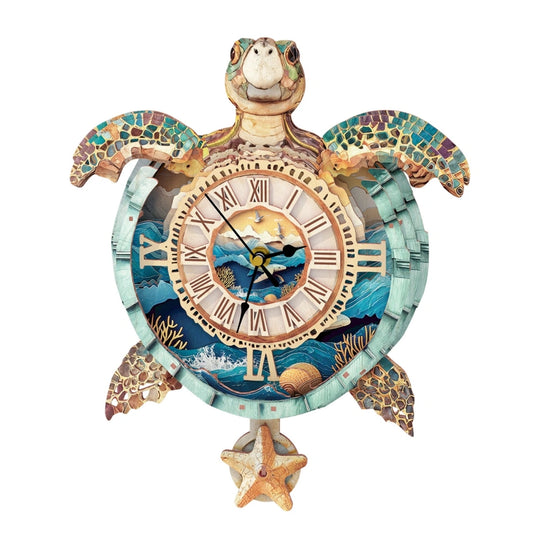Ugeargeek Wooden Puzzle Wall Clock Series - Sea Turtle