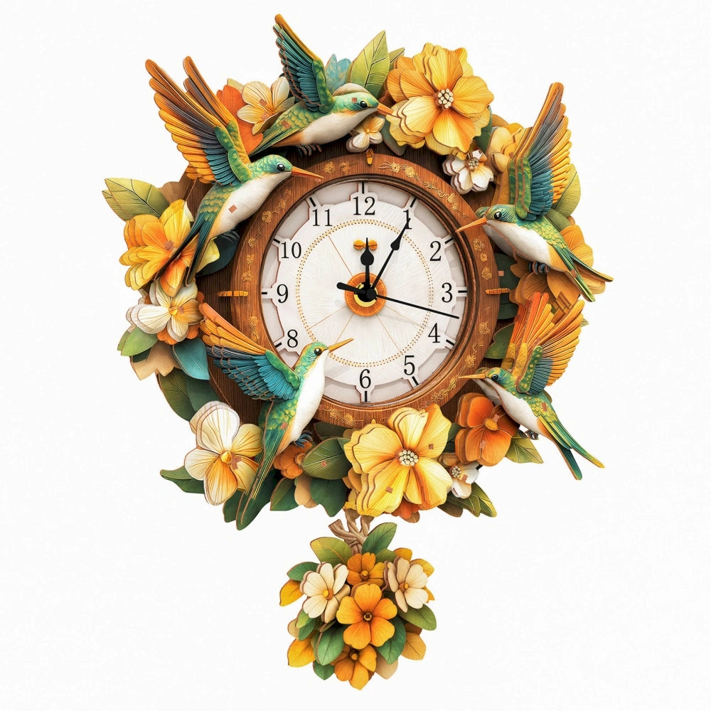 Ugeargeek Wooden Puzzle Wall Clock Series - Hummingbird