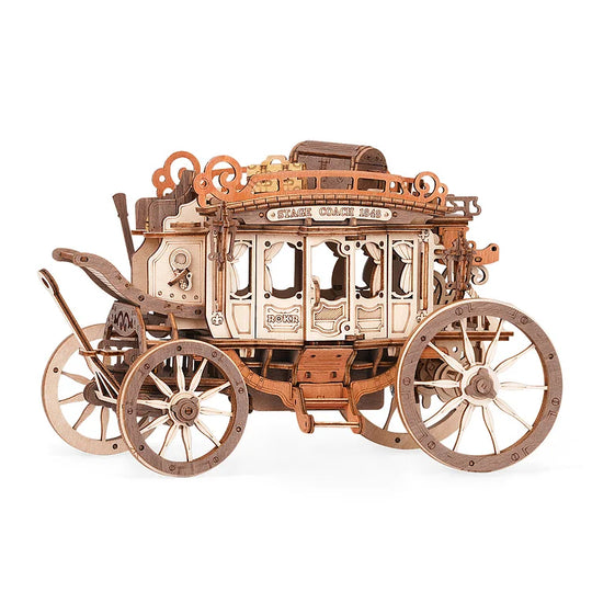 Stagecoach Mechanical Music Box 3D Wooden Puzzle AMKA1 Rokr