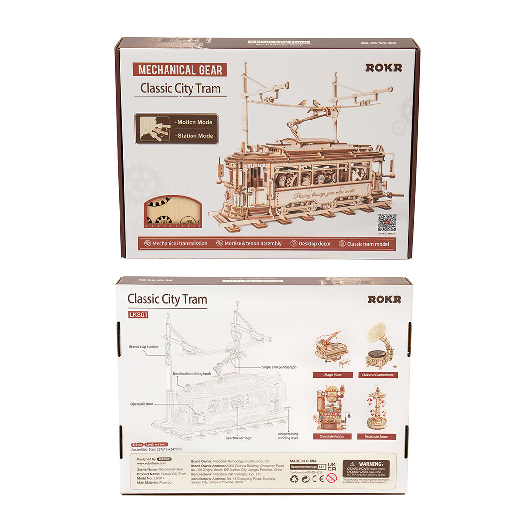 Classic City Tram 3D Wooden Puzzle LK801 Rokr