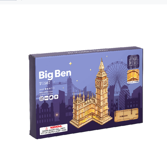 Big Ben With Lights TG507 Architecture 3D Wooden Puzzle Rolife