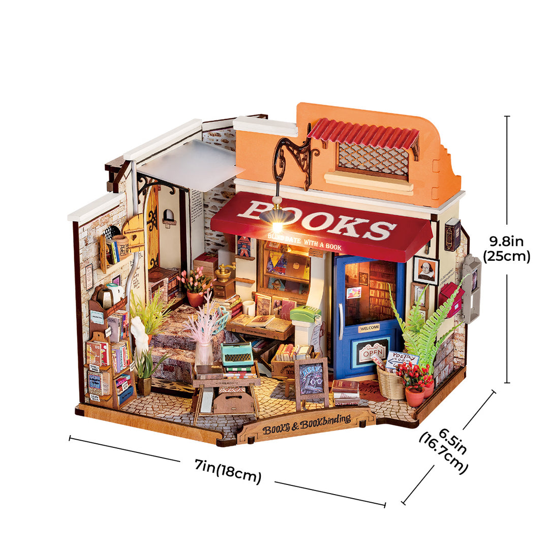 Corner Bookstore DIY Miniature House Kit DG164 Rolife