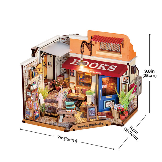 Corner Bookstore DIY Miniature House Kit DG164 Rolife