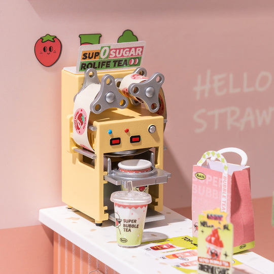 Super Creator Double Joy Bubble Tea Plástico DIY Kit de casa en miniatura DW006 Rolife