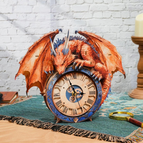 Ugeargeek Wooden Puzzle Wall Clock Series - Fire Dragon