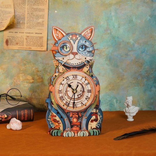 Ugeargeek Wooden Puzzle Wall Clock Series - Detective Cat
