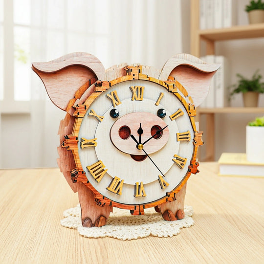 Ugeargeek Wooden Puzzle Wall Clock Series - Lucky Pig