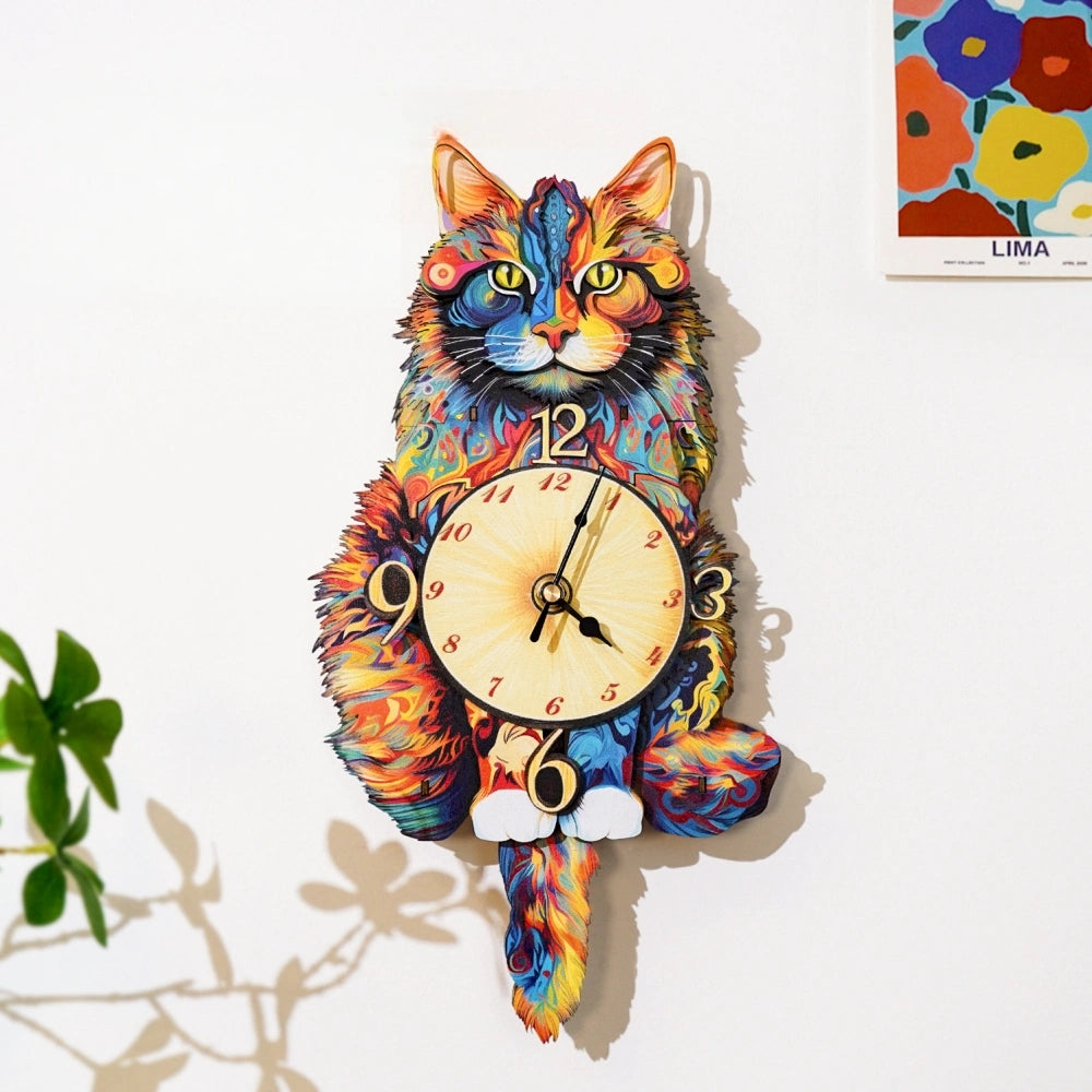 Ugeargeek Wooden Puzzle Wall Clock Series - Maine Coon
