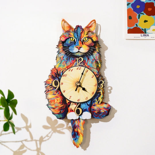 Ugeargeek Wooden Puzzle Wall Clock Series - Maine Coon