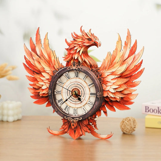 Ugeargeek Wooden Puzzle Wall Clock Series - Fire Phoenix